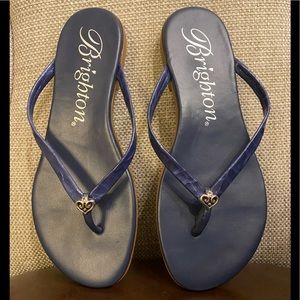 Brighton Amuse Alcazer Leather Embellished Thong Sandals in French Blue